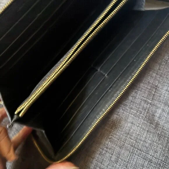 Authentic CELINE Coral Pink Patent Leather Long Continental ZIp Around Wallet